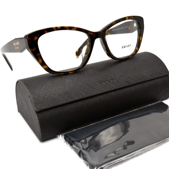 NEW PRADA PR19WVF 2AU101 HAVANA CAT EYE AUTHENTIC EYEGLASSES - Picture 1 of 7